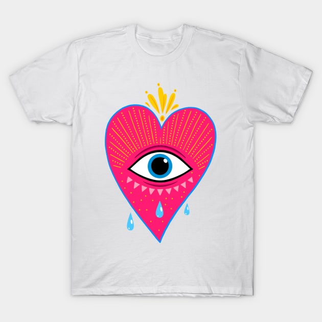 Sacred heart. All seeing eye T-Shirt by OccultOmaStore
